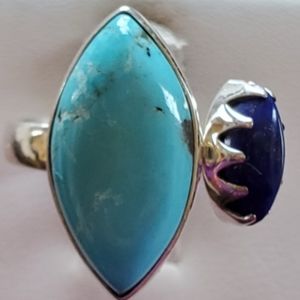 Genuine Blue Mojave Turquoise/Lapis Ring 8